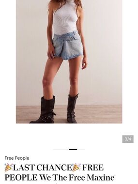 Free People Light Blue Denim Wrap Mini Skort